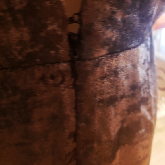 TOP SHOP Crushed Pewter Velvet LG. C/S Slit Dress-8-New - Picture 6 of 13